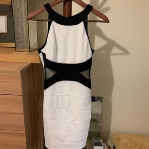 Black and white mini party dress